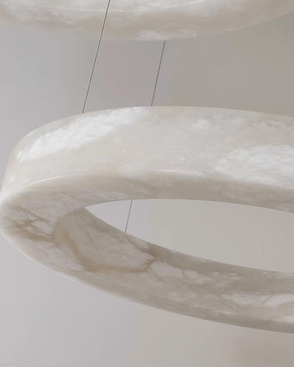 Marika Alabaster Chandelier - ∅ 19.6″ x H 3.1″ / Dia 50cm x H 8cmBrass & White AlabasterWarm Whiteeverlamps