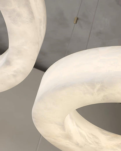 Marika Alabaster Chandelier - ∅ 19.6″ x H 3.1″ / Dia 50cm x H 8cmBrass & White AlabasterWarm Whiteeverlamps