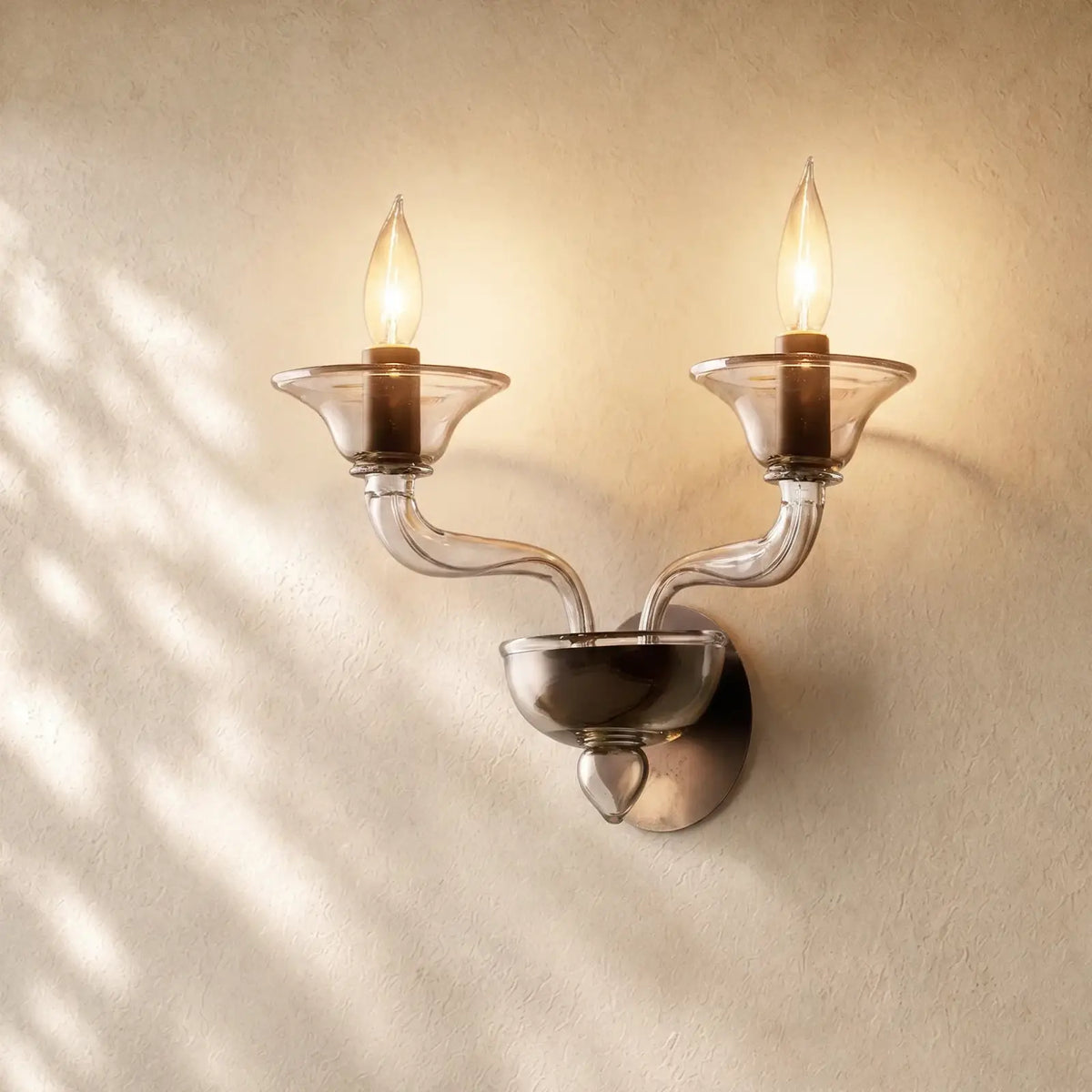 Mirellan Smoke Glass Double Sconce