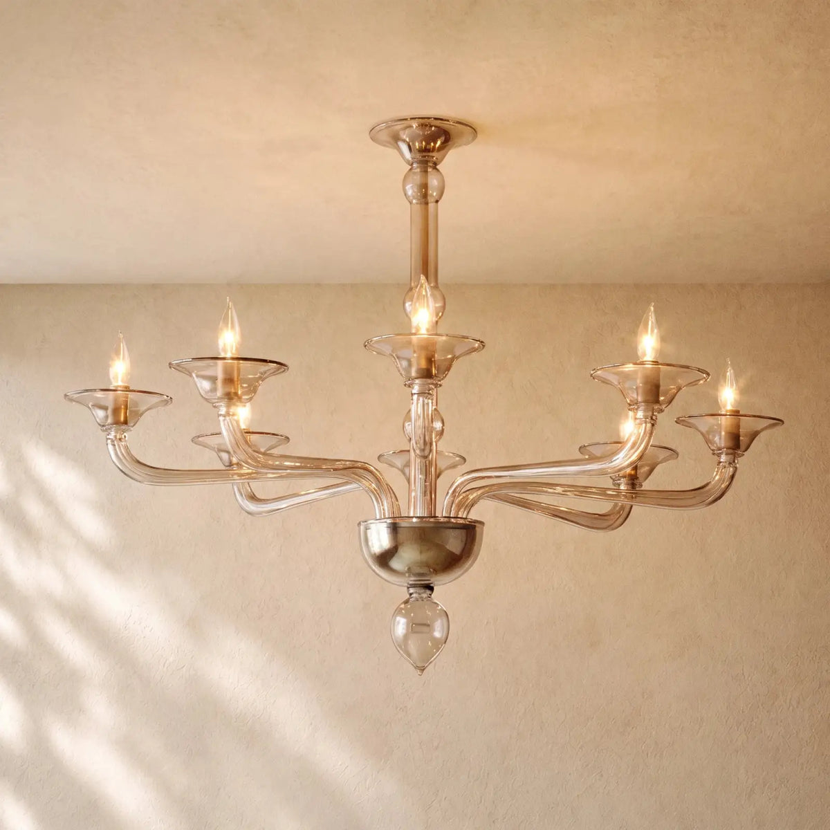 Mirellan Smoke Glass Round Chandelier - 34’’