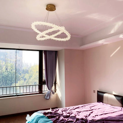 Modern 3 - Ring Halo Crystal Chandelier for Living Room/Bedroom - 1 Ring/D19.7"*H118.1"Warm Lighteverlamps