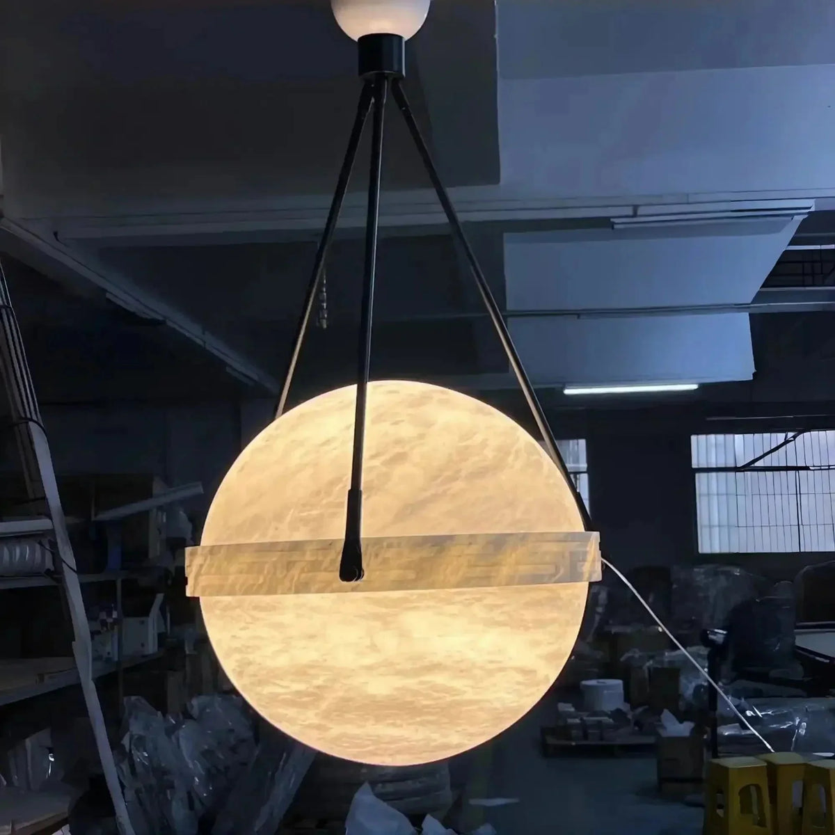 Modern Alabaster Globe Pendant Light - 12"DEverlamps