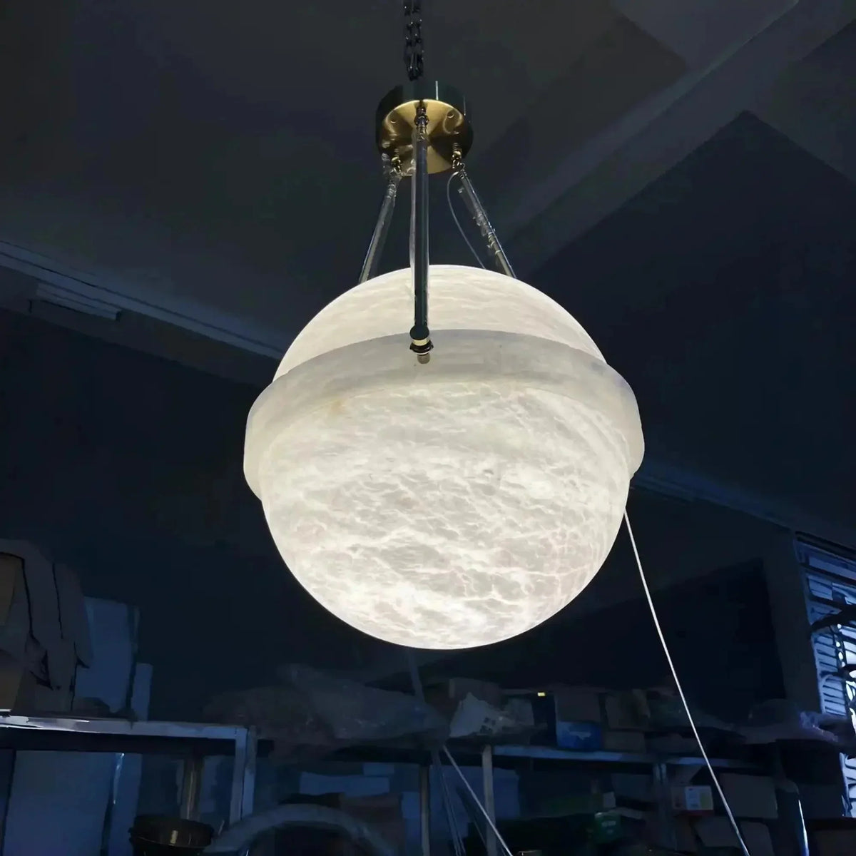 Modern Alabaster Globe Pendant Light - 20"DEverlamps