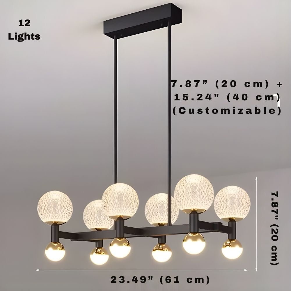 Modern Black Linear Dining Room Chandelier 12/16 Lights - 16 LightWarm White 3000Keverlamps