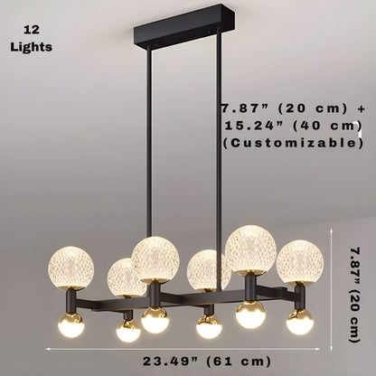 Modern Black Linear Dining Room Chandelier 12/16 Lights - 16 LightWarm White 3000Keverlamps