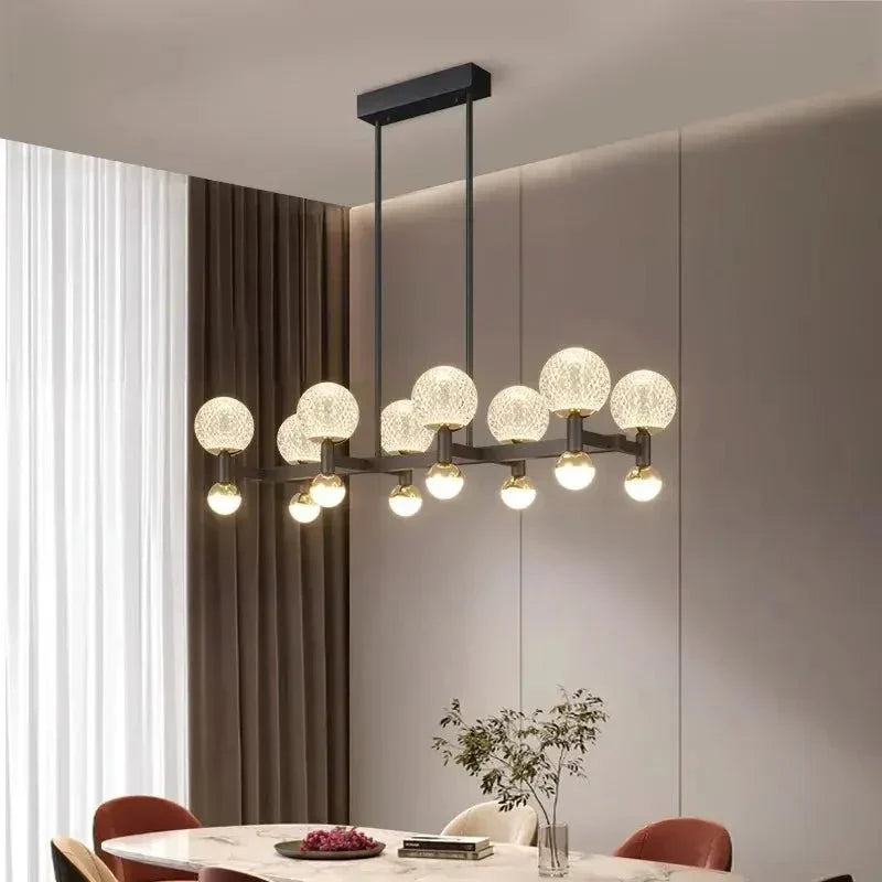 Modern Black Linear Dining Room Chandelier 12/16 Lights - 16 LightWarm White 3000Keverlamps