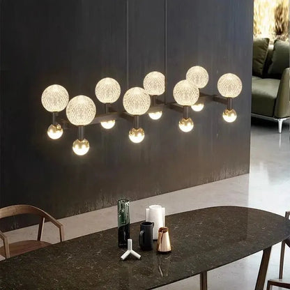 Modern Black Linear Dining Room Chandelier 12/16 Lights - 12 LightWarm White 3000Keverlamps