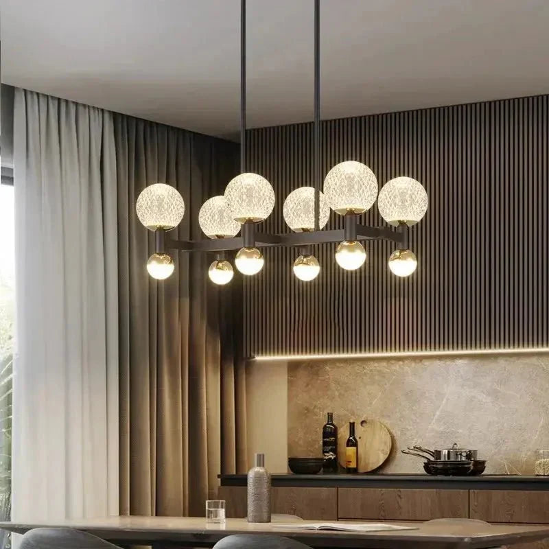 Modern Black Linear Dining Room Chandelier 12/16 Lights - 12 LightWarm White 3000Keverlamps