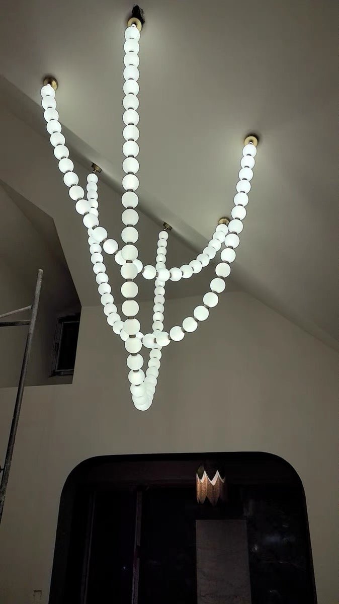 Modern Creative Pearl Necklace Chandelier - 12 Pearls/L78.7"With Metal DividerWarm Lighteverlamps