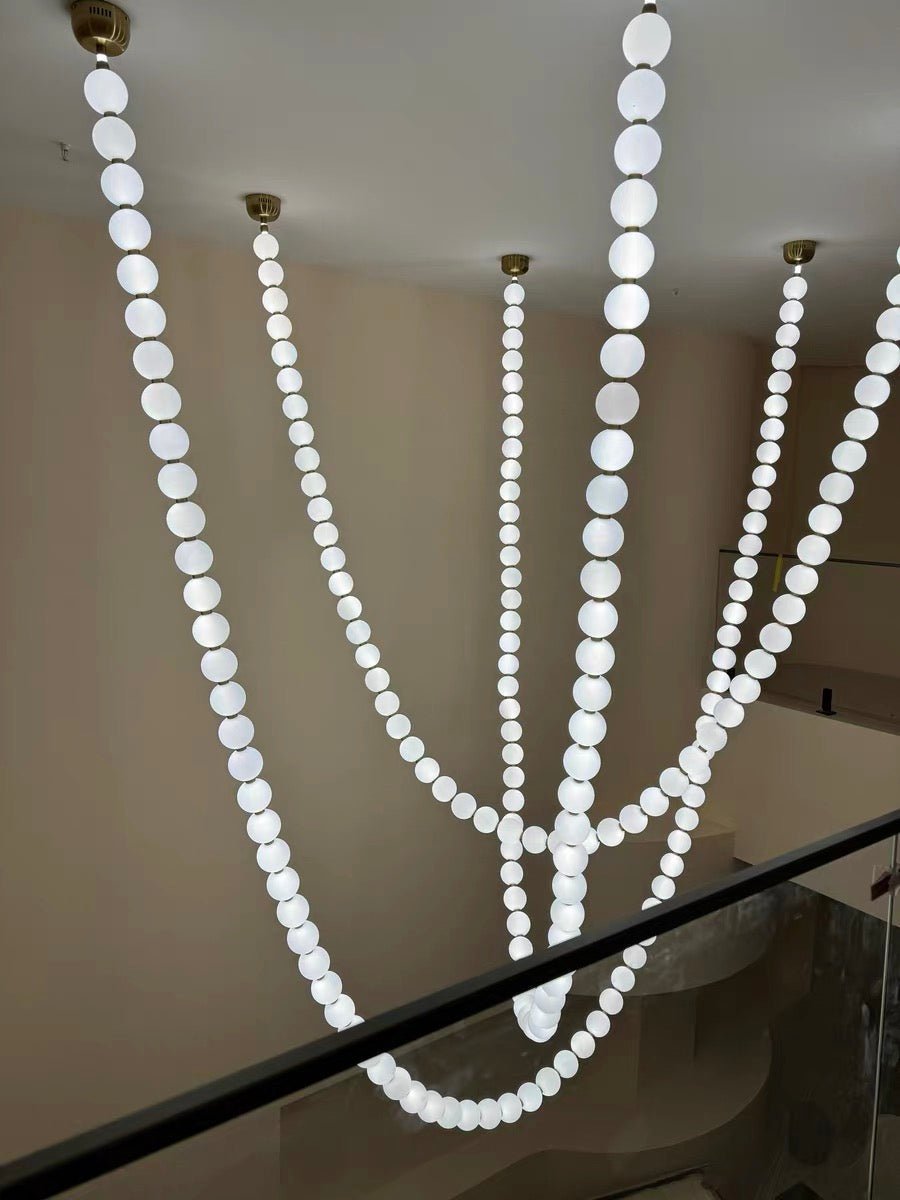 Modern Creative Pearl Necklace Chandelier - 12 Pearls/L78.7"With Metal DividerWarm Lighteverlamps
