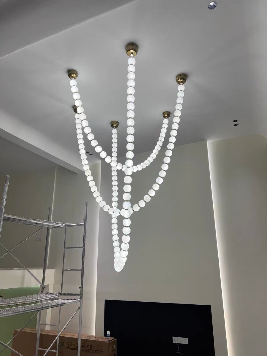 Modern Creative Pearl Necklace Chandelier - 12 Pearls/L78.7"With Metal DividerWarm Lighteverlamps
