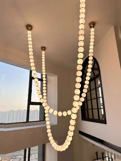 Modern Creative Pearl Necklace Chandelier - 12 Pearls/L78.7"With Metal DividerWarm Lighteverlamps