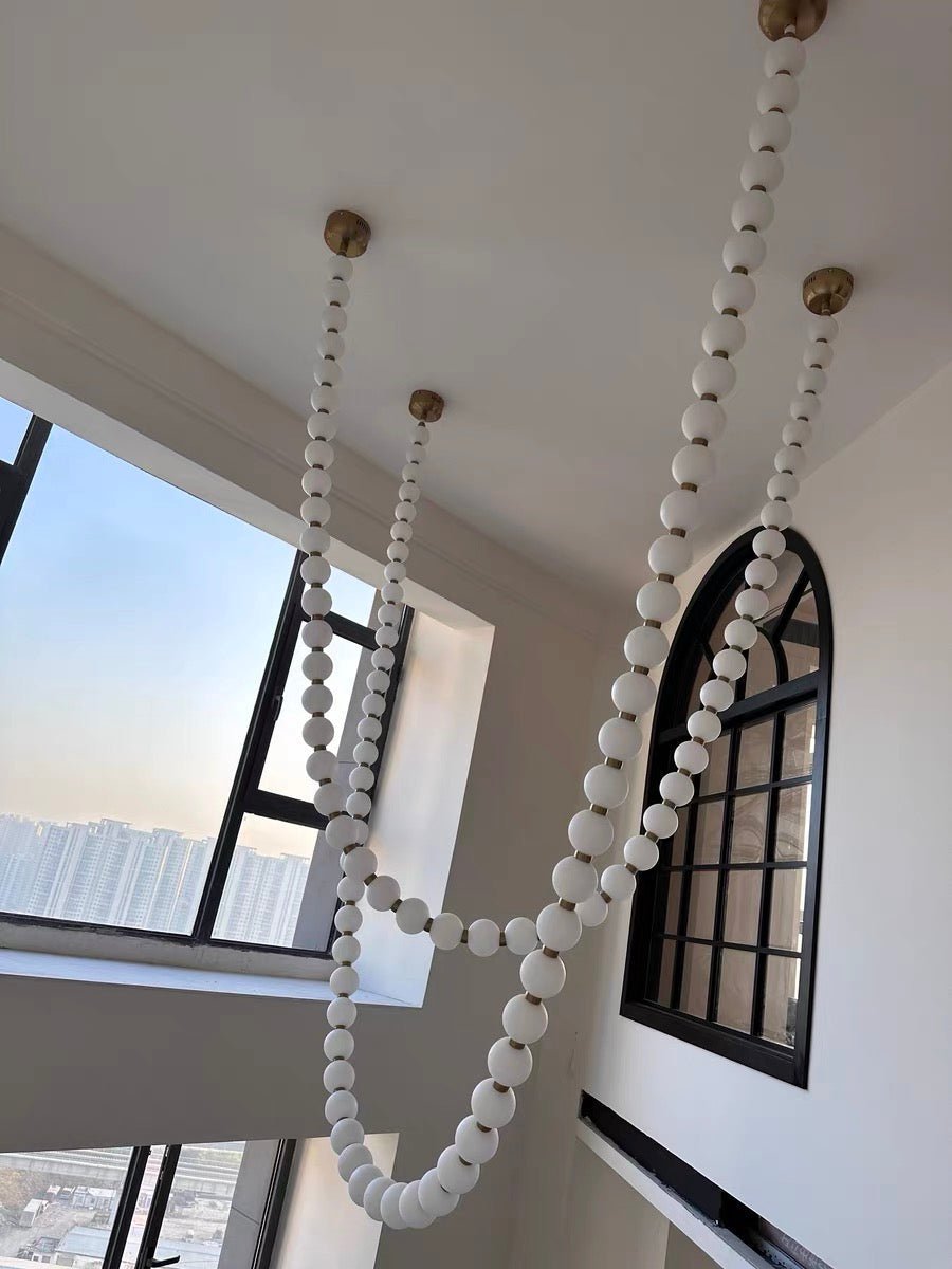 Modern Creative Pearl Necklace Chandelier - 12 Pearls/L78.7"With Metal DividerWarm Lighteverlamps
