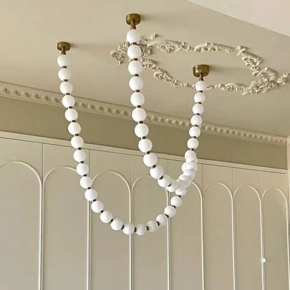 Modern Creative Pearl Necklace Chandelier - 12 Pearls/L78.7"With Metal DividerWarm Lighteverlamps