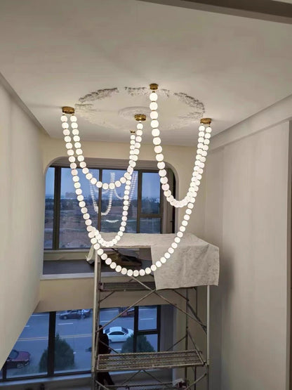 Modern Creative Pearl Necklace Chandelier - 12 Pearls/L78.7"With Metal DividerWarm Lighteverlamps