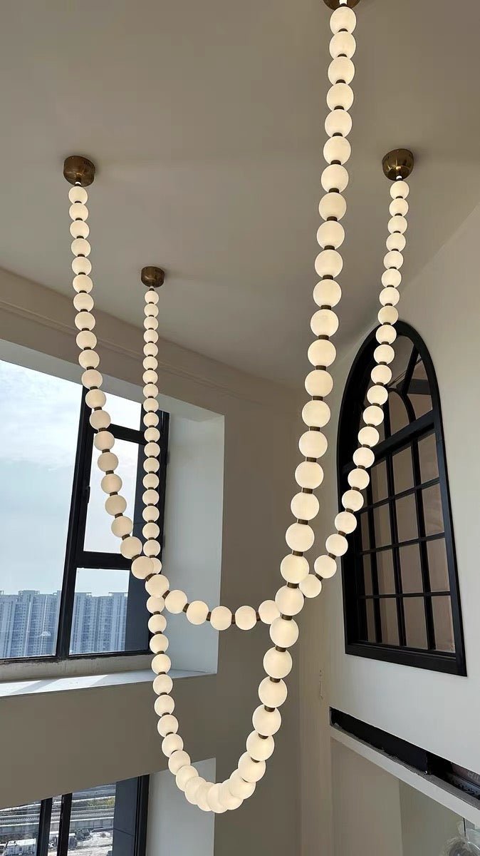 Modern Creative Pearl Necklace Chandelier - 12 Pearls/L78.7"With Metal DividerWarm Lighteverlamps
