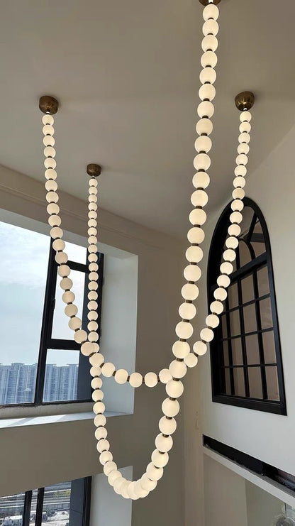 Modern Creative Pearl Necklace Chandelier - 12 Pearls/L78.7"With Metal DividerWarm Lighteverlamps