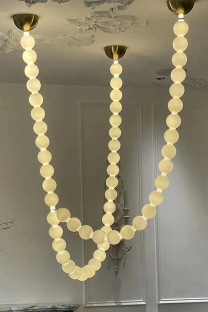 Modern Creative Pearl Necklace Chandelier - 12 Pearls/L78.7"With Metal DividerWarm Lighteverlamps