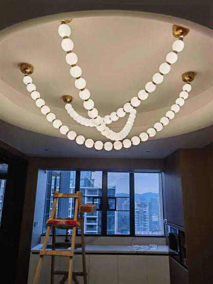 Modern Creative Pearl Necklace Chandelier - 12 Pearls/L78.7"With Metal DividerWarm Lighteverlamps