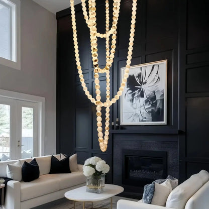 Modern LED Natural Alabaster Globes Beads Hanging Chandelier Indoor Lighting Fixture-Modern Pendant lamp-everlamps-167 globes-L100+L200+L400+L500CM/L40"+L80"+L157"+L197"-Neutral Light (4000K)-Black + White-everlamps