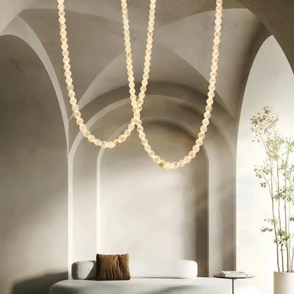 Modern LED Natural Alabaster Globes Beads Hanging Chandelier Indoor Lighting Fixture-Modern Pendant lamp-everlamps-112 globes-L300+L500CM/L118"+L197"-Neutral Light (4000K)-Black + White-everlamps