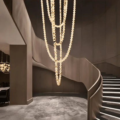 Modern LED Natural Alabaster Globes Beads Hanging Chandelier Indoor Lighting Fixture-Modern Pendant lamp-everlamps-167 globes-L100+L200+L400+L500CM/L40"+L80"+L157"+L197"-Warm Light (3000K)-Black + White-everlamps