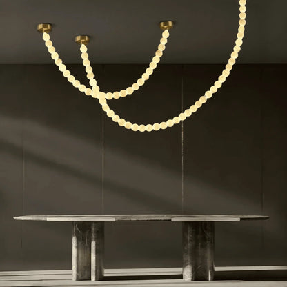 Modern LED Natural Alabaster Globes Beads Hanging Chandelier Indoor Lighting Fixture-Modern Pendant lamp-everlamps-112 globes-L300+L500CM/L118"+L197"-Warm Light (3000K)-Black + White-everlamps