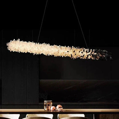 Modern Linear Natural Crystal Stick Chandelier - L39.4"*H6.3"Warm Lighteverlamps