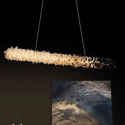 Modern Linear Natural Crystal Stick Chandelier - L59.1"*H6.3"Warm Lighteverlamps