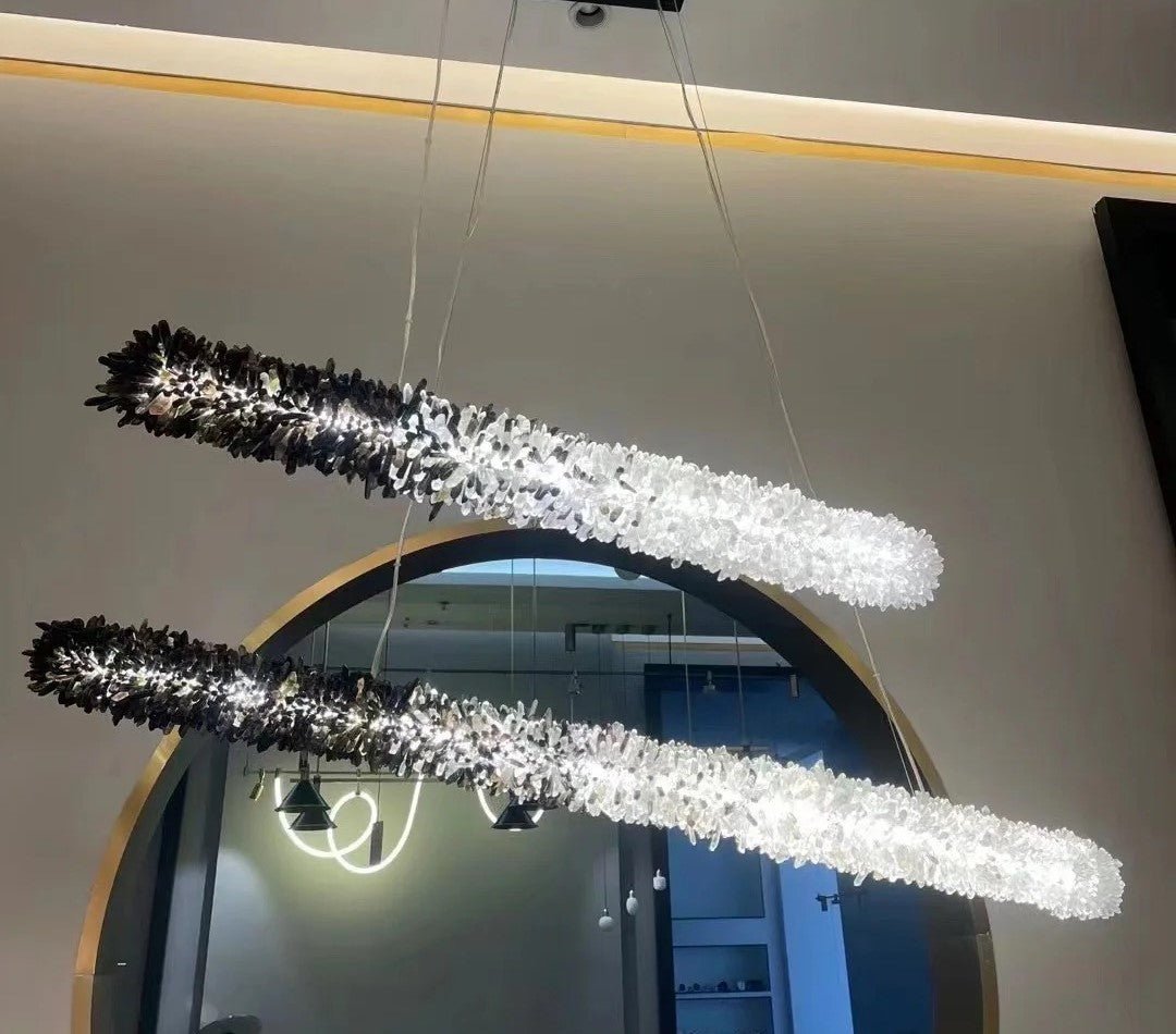 Modern Linear Natural Crystal Stick Chandelier - L47.2"*H6.3"Warm Lighteverlamps