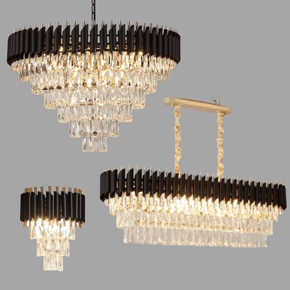 Modern Luxury Multi - Tier Oval/Round Crystal Tiered Chandelier - Oval/L31.5"*W11.8"*H11.8"/3 TiersWarm Lighteverlamps