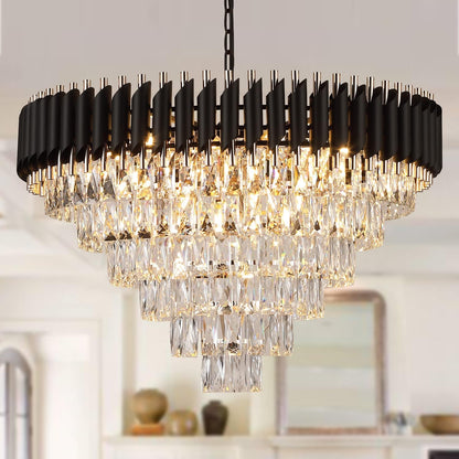 Modern Luxury Multi - Tier Oval/Round Crystal Tiered Chandelier - Round/D29.5"*H18.9"/6 TiersWarm Lighteverlamps