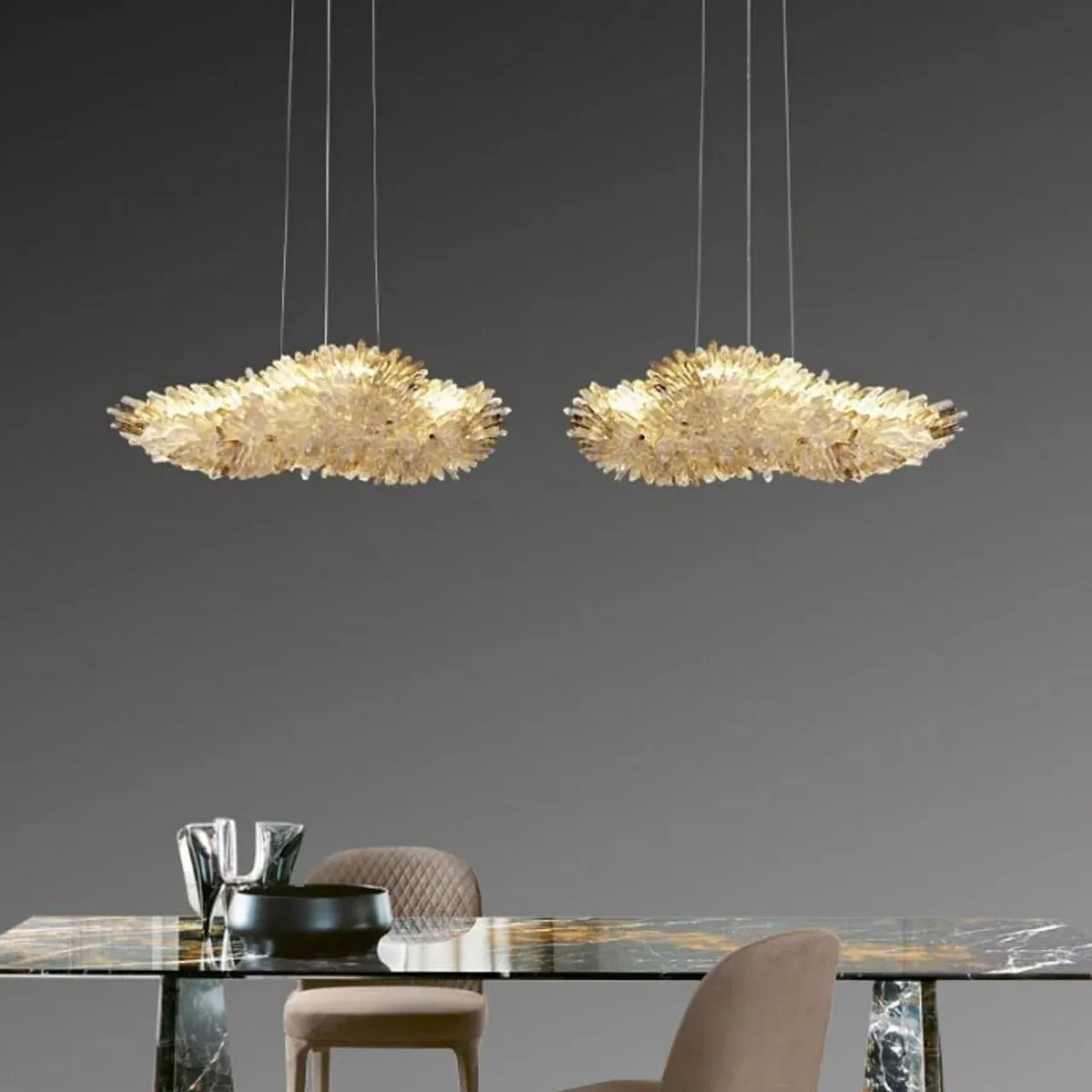Modern Natural Crystal Wing Chandelier - L25.6"*H10.2"(L65cm*W26cm)AmberWarm Lighteverlamps
