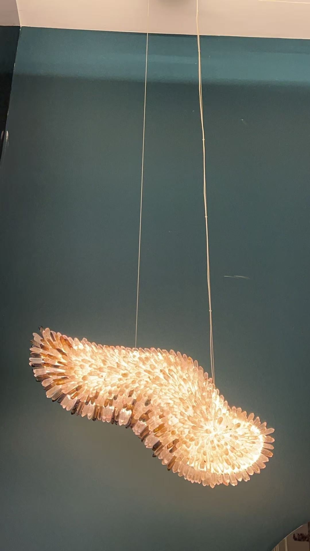 Modern Natural Crystal Wing Chandelier - L25.6"*H10.2"(L65cm*W26cm)AmberWarm Lighteverlamps