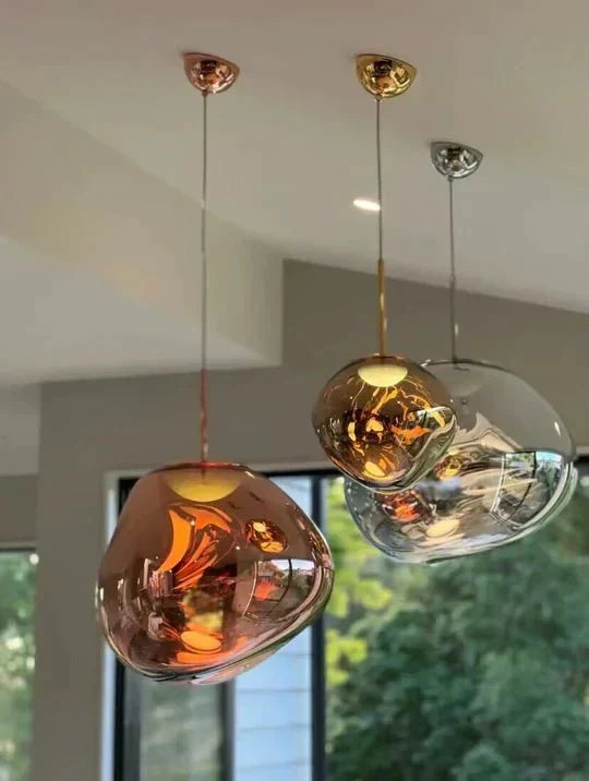 Modern Rock Glass Special Shape Pendant Lighting - D7.87''GoldWarm Lighteverlamps