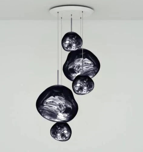 Modern Rock Glass Special Shape Pendant Lighting - Set B: D37.4"*H72.1"(D7.87"*3+D14.17"*2)Smoke GreyWarm Lighteverlamps