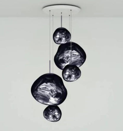 Modern Rock Glass Special Shape Pendant Lighting - Set B: D37.4"*H72.1"(D7.87"*3+D14.17"*2)Smoke GreyWarm Lighteverlamps