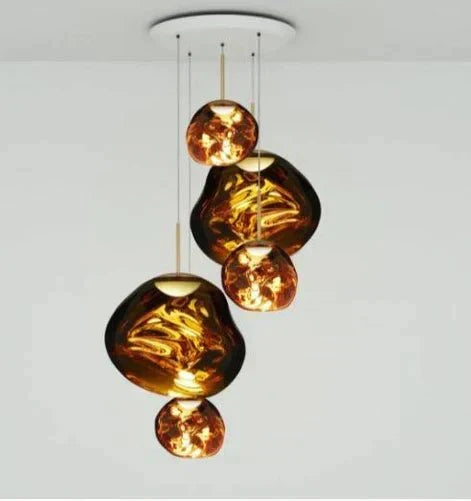 Modern Rock Glass Special Shape Pendant Lighting - Set B: D37.4"*H72.1"(D7.87"*3+D14.17"*2)GoldWarm Lighteverlamps