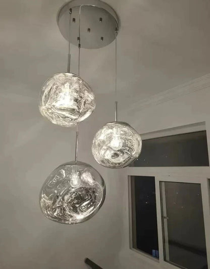 Modern Rock Glass Special Shape Pendant Lighting - D7.87''GoldWarm Lighteverlamps