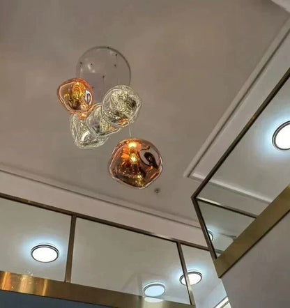 Modern Rock Glass Special Shape Pendant Lighting - D7.87''GoldWarm Lighteverlamps