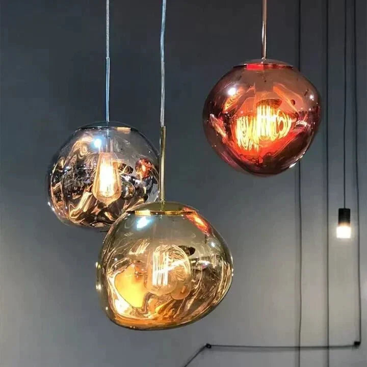 Modern Rock Glass Special Shape Pendant Lighting - D7.87''GoldWarm Lighteverlamps