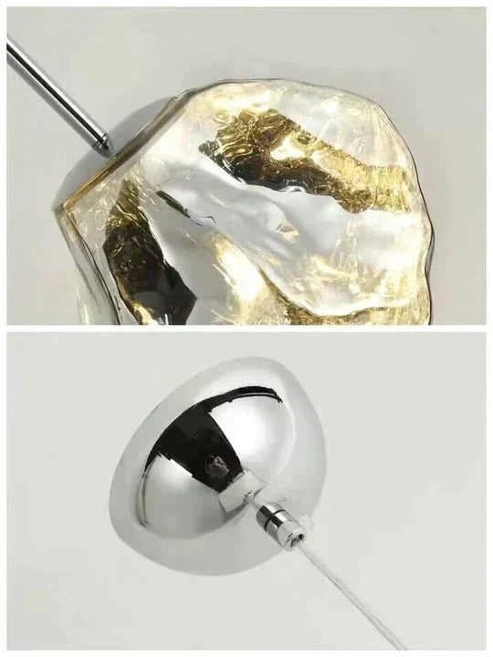 Modern Rock Glass Special Shape Pendant Lighting - D7.87''GoldWarm Lighteverlamps