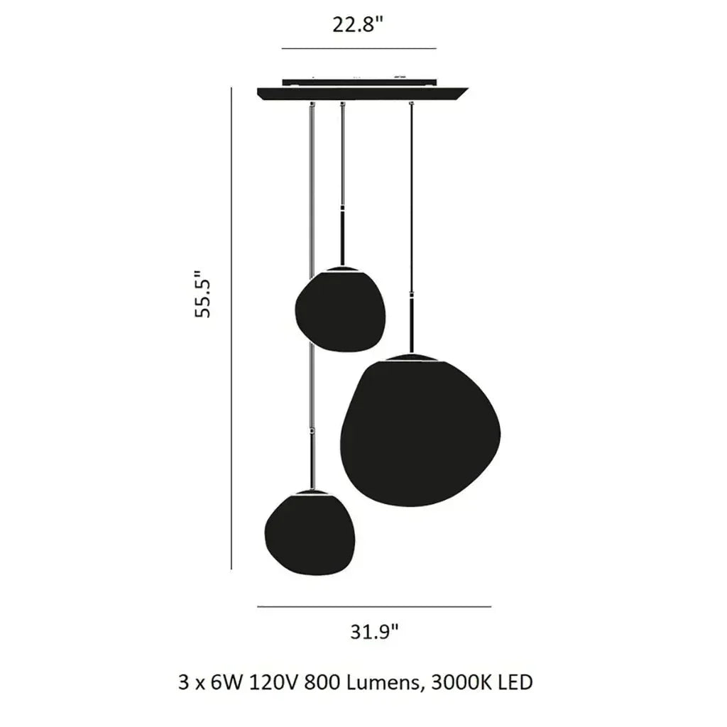 Modern Rock Glass Special Shape Pendant Lighting - Set B: D37.4"*H72.1"(D7.87"*3+D14.17"*2)Smoke GreyWarm Lighteverlamps