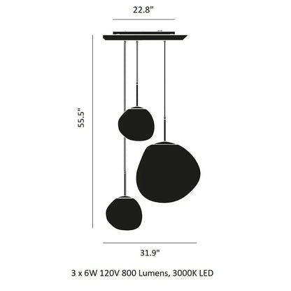 Modern Rock Glass Special Shape Pendant Lighting - Set B: D37.4"*H72.1"(D7.87"*3+D14.17"*2)Smoke GreyWarm Lighteverlamps