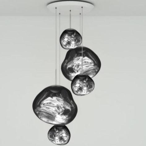 Modern Rock Glass Special Shape Pendant Lighting - Set B: D37.4"*H72.1"(D7.87"*3+D14.17"*2)SilverWarm Lighteverlamps