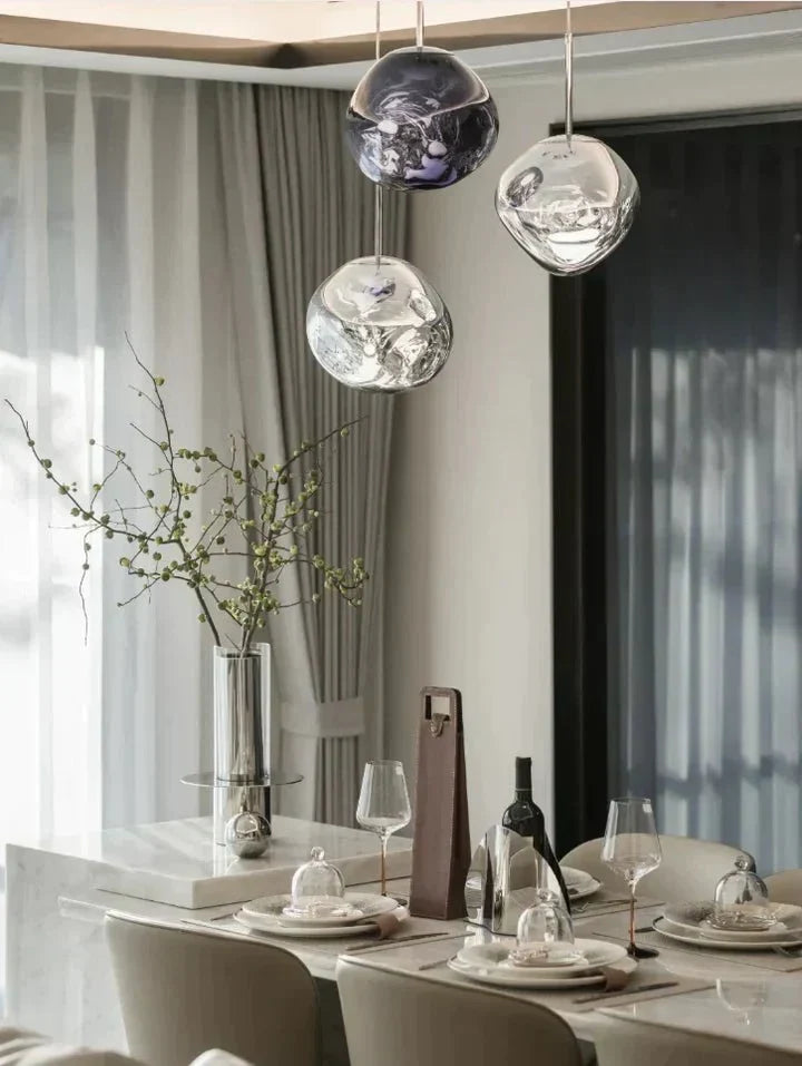 Modern Rock Glass Special Shape Pendant Lighting - D7.87''GoldWarm Lighteverlamps