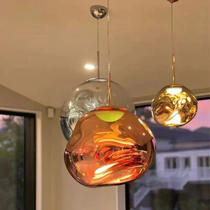 Modern Rock Glass Special Shape Pendant Lighting - D7.87''GoldWarm Lighteverlamps