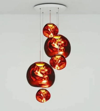 Modern Rock Glass Special Shape Pendant Lighting - Set B: D37.4"*H72.1"(D7.87"*3+D14.17"*2)Rose GoldWarm Lighteverlamps
