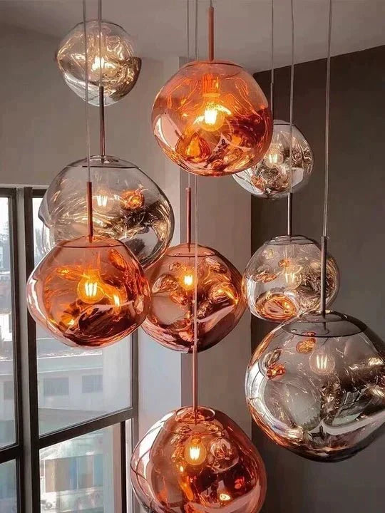 Modern Rock Glass Special Shape Pendant Lighting - D7.87''GoldWarm Lighteverlamps