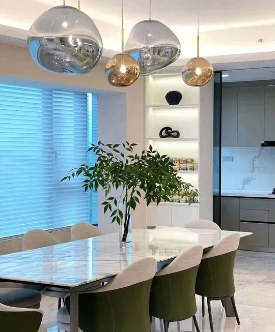 Modern Rock Glass Special Shape Pendant Lighting - D7.87''GoldWarm Lighteverlamps